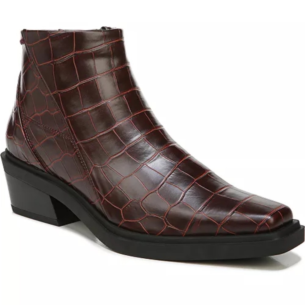 New in Box- Franco Sarto Fina Mahogany Croc Western Style Boot